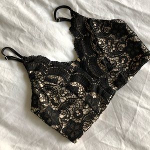 Black crocheted lace crop top